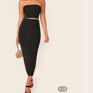 Cropped Tube Top & Pencil Midi Skirt Set